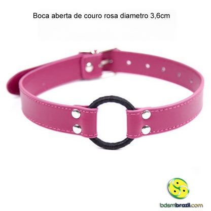 Boca aberta de couro rosa diametro 3,6cm