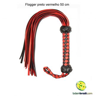 Flogger preto vermelho 50 cm