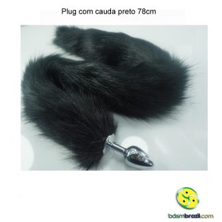 Plug com cauda preto 78cm