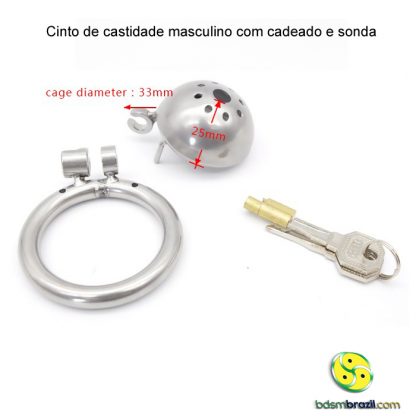 Cinto de castidade masculino com cadeado e sonda