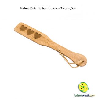 Palmatória de bambu com 3 corações