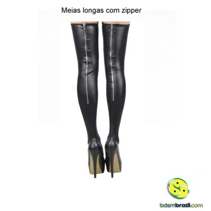 Meias longas com zipper