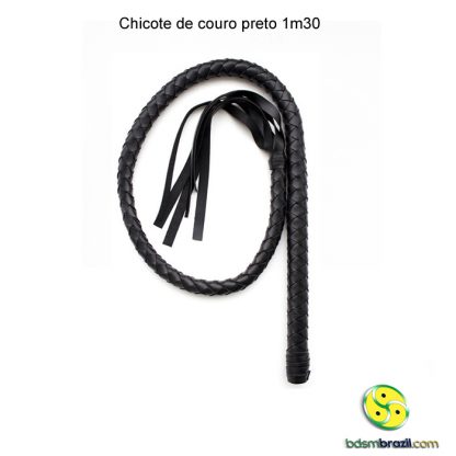 Chicote de couro preto 1m30