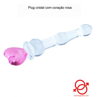 Plug cristal coracão rosa