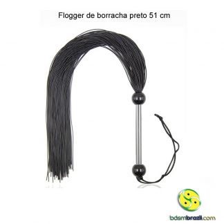 Flogger de borracha preto 51 cm