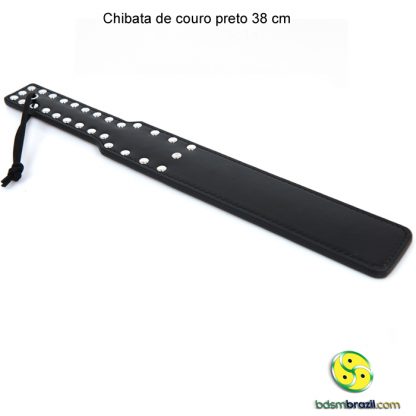 Chibata de couro preto 38 cm