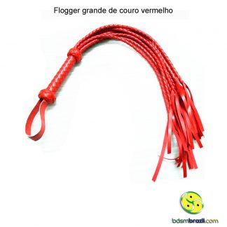 Flogger grande de couro vermelho