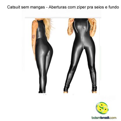 Catsuit sem mangas - Aberturas com zíper pra seios e fundo