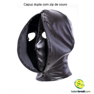 Capuz dupla com zip de couro