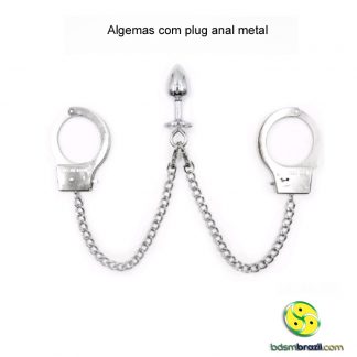 Algemas com plug anal metal