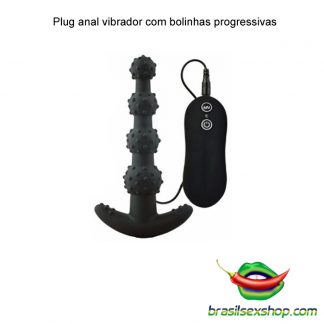 Plug anal vibrador com bolinhas progressivas