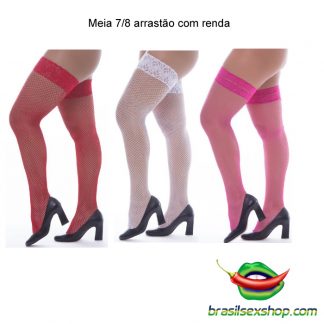 Meia 7/8 arrastão com renda