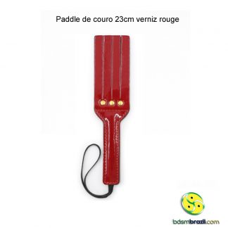 Paddle de couro 23cm verniz rouge