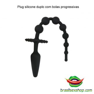 Plug silicone duplo com bolas progressivas