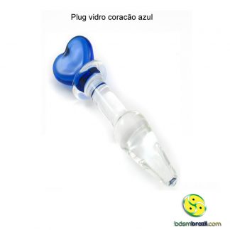 Plug vidro coracão azul