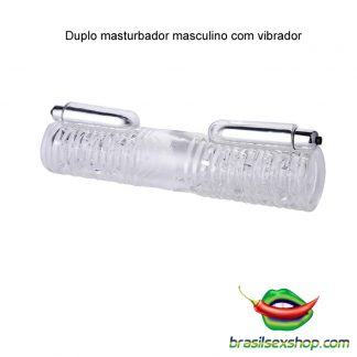 Duplo masturbador masculino com vibrador