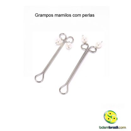 Par de grampos mamilos com perlas