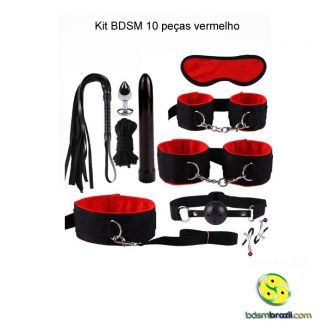 Kit BDSM 10 peças vermelho