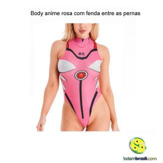 Body anime rosa com fenda entre as pernas