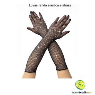 Luvas renda elastica e strass