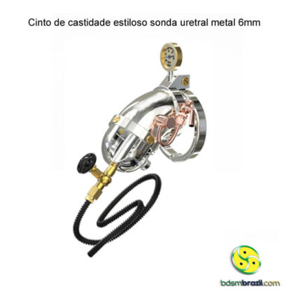 Cinto de castidade estiloso sonda uretral metal 6mm