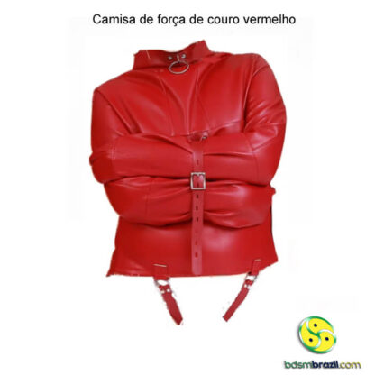 Camisa de força de couro vermelho