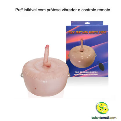 Puff inflável com prótese vibrador e controle remoto