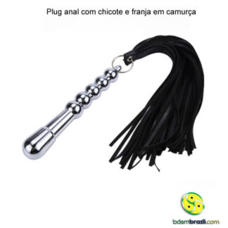 Plug anal com chicote e franja em camurça