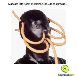 Máscara látex com múltiplos tubos de respiração