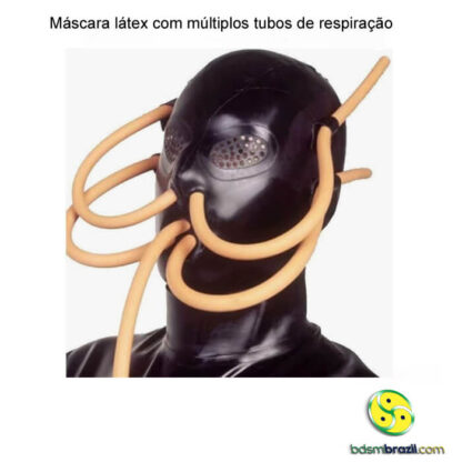 Máscara látex com múltiplos tubos de respiração
